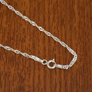 Genuine 925 Sterling Silver Singapore Twisted Curb Necklace (1.9mm) - Picture 1 of 1