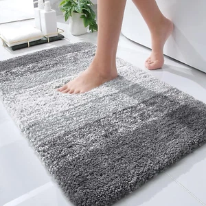 Luxurious Microfiber Bath Mat -Gradient Design Soft Absorbent Non-Slip (30"x20") - Picture 1 of 11