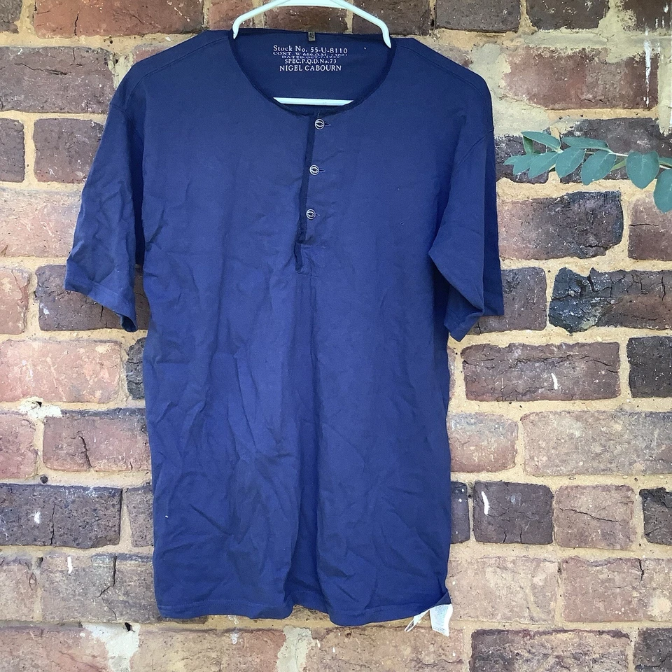 NIGEL CABOURN ALGODÓN AZUL MARINO Henley HECHO EN JAPÓN Talla 46 Exclusivo de Hong Kong Foto 1 de 3