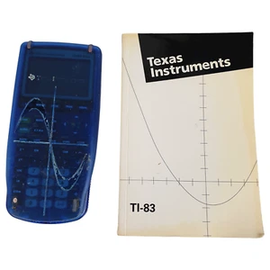 Vtg Texas Instruments TI-83 Plus Calculator Clear Blue Works 1999 Cover Manual - Picture 1 of 10