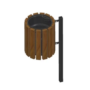 Abfallbehälter Müllbehälter Mülleimer Abfalltonne Outdoor Draußen Teak Rund - Bild 1 von 4