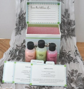 New Philosophy Recipe Box 3 Shower Sorbets Pear Melon Raspberry Shampoo Shower - Picture 1 of 8