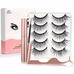 Voluminöse magnetische Wimpern, Eyeliner und Pinzette Set (5 Paar Wimpern) - Bild 1 von 11