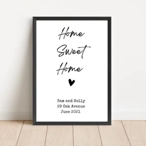 Decorazione personalizzata Home Sweet Home stampa nome a4 homewarming nuova - Foto 1 di 1