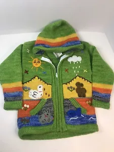 Mexicali Blues Kids' Nature Scene Hooded Zip Knit Sweater in Blue Size 6 NWT C1 - Picture 1 of 11