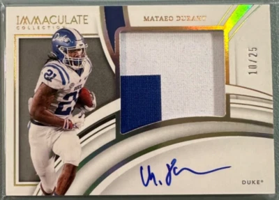 MATAEO DURANT 2022 Immaculate Collection Prem Patch Rookie Autograph Gold 10/25 - Image 1 of 2
