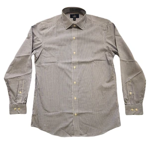 Buttoned Down Men's Fitted Spread Collar Non-Iron Stripped Shirt Dress Blue Sz 1 - Picture 1 of 12
