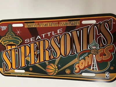 Seattle Supersonics Vintage Plastic License Plate ,Bumper Sticke, Game Pack - Image 1 of 2