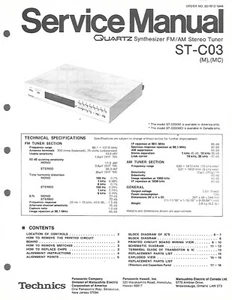 ORIGINAL TECHNICS ST-C03 FM/AM Stereo Tuner SERVICE MANUAL REPAIR - Picture 1 of 1