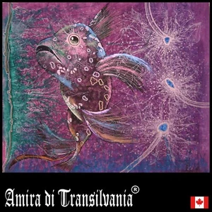 modern art contemporary painting decorative big fish pisces seascape sea animals - Picture 1 of 24