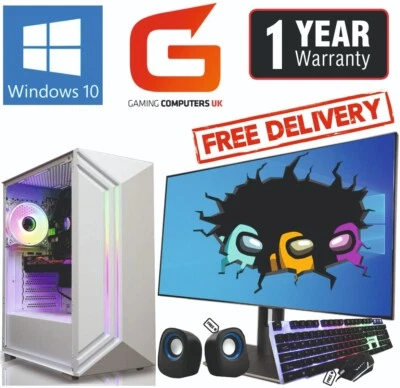 Gaming PC COMPUTER BUNDLE Core i7 16GB 240GB + 1TB RTX 3050 Win10 22" - Image 1 of 4