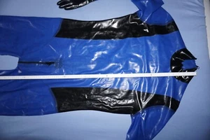 Latex Catsuit, Ganzanzug mit Handschuhen und Füßlingen Gr.xl 0,4mm Schwarz Blau - Bild 1 von 10