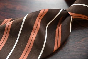 Soporific * OXXFORD CLOTHES * Brown Orange Stripe Handmade Self-Tipped Tie 3.5" - Picture 1 of 8