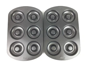 WILTON Donut Baking Pans Non-Stick 6 Cavities, 12.5" x 8" Pan LOT x 2 - Picture 1 of 4