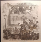 Stampa Antica Napoli Francesco II Carnevale Roma Xilografia originale 1866