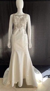 Allure Bridals Wedding Dress Fishtail Fit & Flare Satin Mermaid Trumpet White 2 - Picture 1 of 10