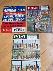 1950s 3 THE SATURDAY EVENING POST Magazine Cardboard NEWSSTAND Posters (Set 18) - Picture 1 of 7
