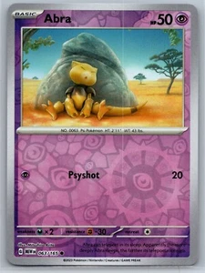 NM Abra 063/165 Reverse Holo Scarlet & Violet 151 Pokemon English 2023 - Picture 1 of 2