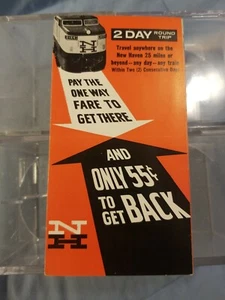 Vintage 50s or early 60s New Haven Railroad Fare Price Chart & Brochure - Picture 1 of 4