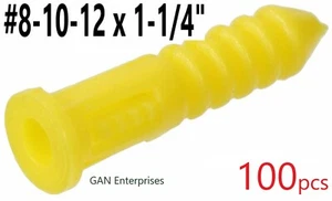 Anclajes de plástico acanalado calidad premium amarillo 8-10-12 X 1,25", (100) piezas - Imagen 1 de 2