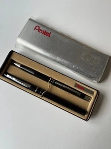 Vintage Pentel set PRS4-A pen & pencil set original box black Japan NOS - Picture 1 of 4