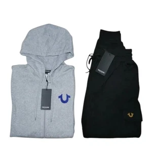 True Religion 2 Piece Sweatsuit Men's Size L Fleece Tracksuit Horshoe Logo NWT - Picture 1 of 7