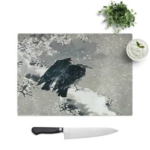 Two Crows Chopping Board Glass Textured Cutting Worktop Saver Kitchen - Picture 1 of 6