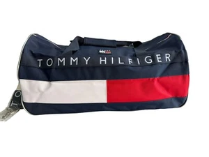 Tommy Hilfiger Vintage Blue Spell Out Flag Duffle Travel Bag 24x12x12 - Picture 1 of 9