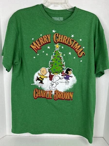 Peanuts MERRY CHRISTMAS CHARLIE BROWN Holiday Print Tee Lucy Snoopy Adult Large - Picture 1 of 4