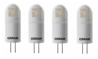 4x OSRAM LED STAR PIN 30 Stiftsockellampe G4 2,4W = 28W 12V EEK:F (Spektrum A-G) - Bild 1 von 3