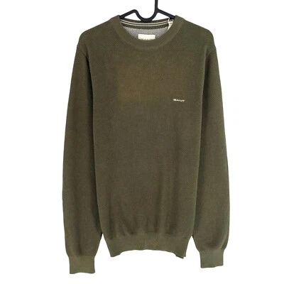 GANT Hombre Verde Oscuro Piqué Algodón Cuello Redondo Suéter Talla M - Imagen 1 de 4