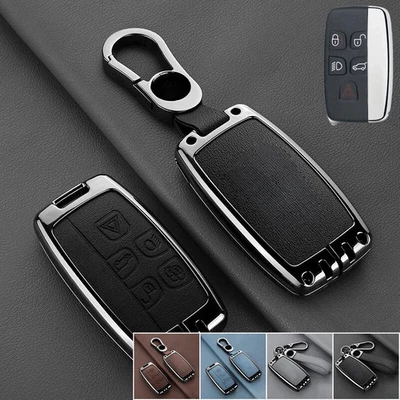 For Jaguar XF XJ XJL XE Zinc Alloy Leather Car Smart Key Fob Cover Case Holder - Image 1 of 4