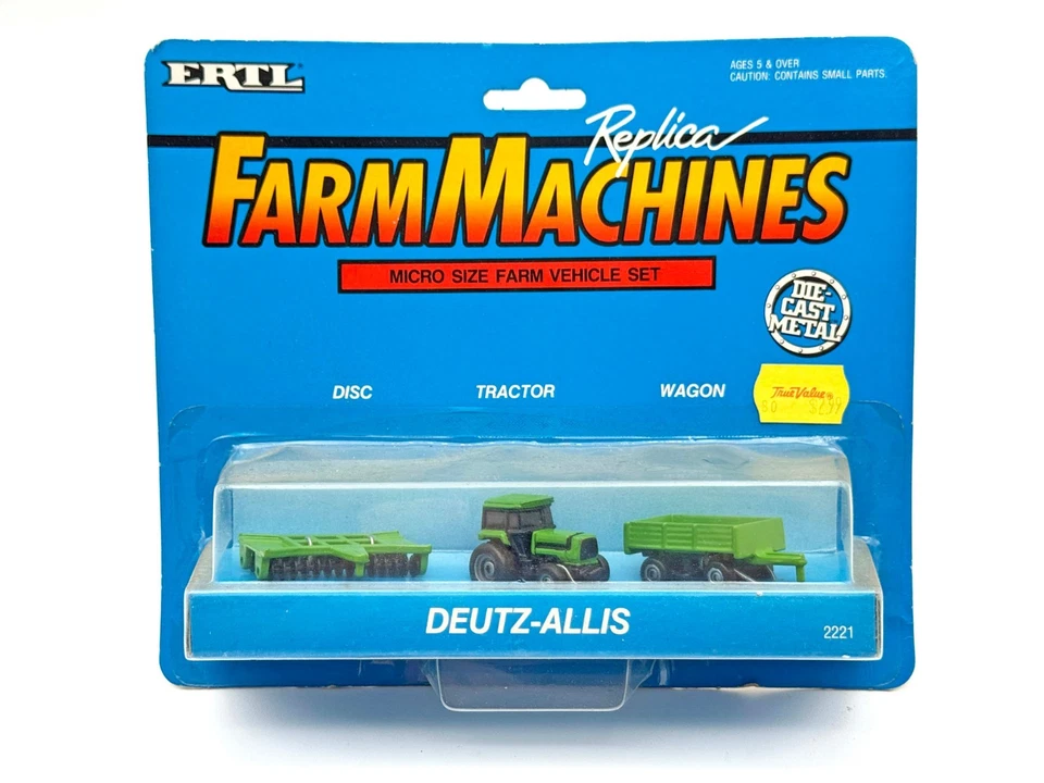 Deutz Allis Green Micro Size Farm Set Ertl Tractor Disk Wagon - Image 1 of 1