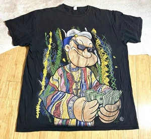 Retro Popeye Coogi schwarzes kurzärmliges Hip Hop inspiriertes T-Shirt mit Veränderungen Größe 3XL - Bild 1 von 4