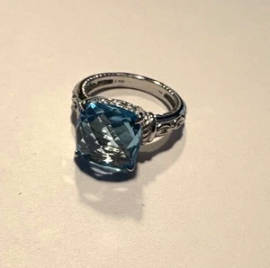 Anillo Judith Ripka Topacio Azul Plata Pata Talla 6 - Imagen 1 de 6