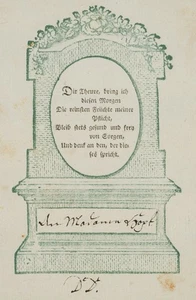 Denkmal mit Segens und Glückwünschen, Glückwunschbillet Unbekannt (18.Jhd) - Picture 1 of 4