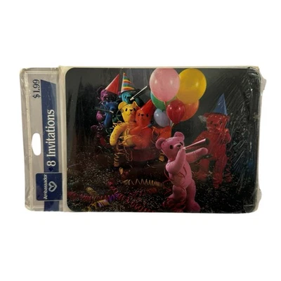 Vintage HALLMARK Ambassador Bunnies with Balloons Party Invitations 8-pack USA - Image 1 of 4