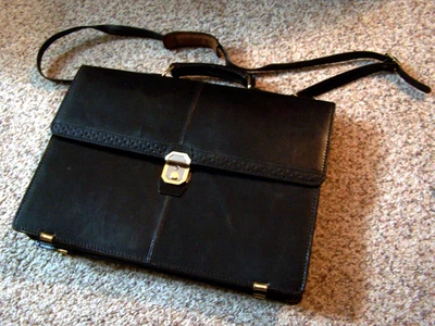 **AMIET Maletín Suizo de Cuero Negro Portafolio Bolsa de Documentos con Cerradura Foto 1 de 4