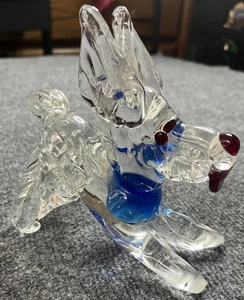 Ferro & Lazzarini Murano Red & Blue Art Glass Dog Sculpture Vintage Sculpture - Picture 1 of 10