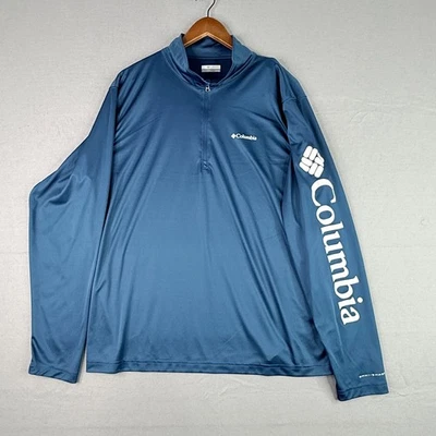 Columbia Shirt Mens XL Blue 1/4 Zip Performance Pullover Fish Hike Omni-Shade - Image 1 of 4
