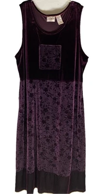 Vestido Vintage Studio Ease Terciopelo Mujer 18 W Borgoña Sin Mangas Maxi Años 90 Foto 1 de 4