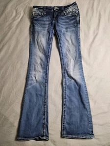 Rock Revival Jeans Semak Bootcut Womens Sz 29x30 Medium Wash Low Rise Rhinestone - Picture 1 of 11