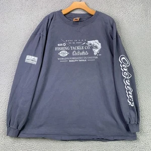 Cabela's Shirt Mens XL Gray Long Sleeve Fishing Tackle Co. Made USA Outdoor 90s - Picture 1 of 13