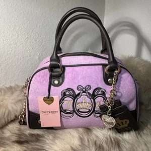 Neu mit Etikett Juicy Couture Lovers Club Bowler Tasche Umhängetasche - violett Tüll - Bild 1 von 6