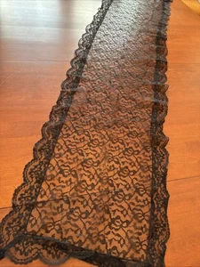 Überbackene schwarze Spitze Rechteck Schal 13”x56” Mantilla 653 - Bild 1 von 6