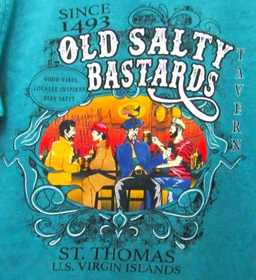 Old Salty Bastards Tavern St Thomas V.I. Size M Green Short Sleeve T Shirt GC FS - Image 1 of 4