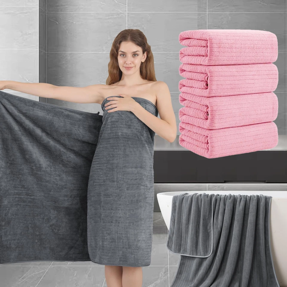 Juego de 4 toallas de baño de gran tamaño 35"x70" sábanas de baño suaves toallas de ducha de baño Foto 1 de 4