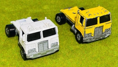 1973 Hot Wheels Workhorses Hiway Hauler Movin' On Полугрузовик Кабина X2 Белый/желтый - Изображение 1 из 4