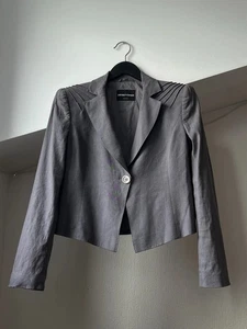 Emporio Armani Textured Geometric Linen Single-Button Blazer Jacket Size 46 - Picture 1 of 12