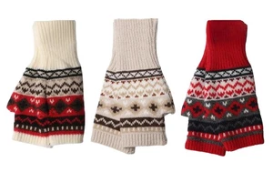 Jess & Lou Ladies Fingerless Gloves Wrist Warmers Nordic Pattern Design - Picture 1 of 10